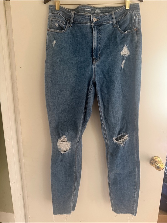 Old Navy Denim - Old Navy Women's Rockstar Distressed Medium Blue Skinny Jeans Sz 14 Tall EUC